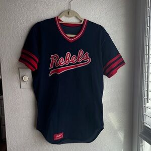 Navy and Red Baseball Jersey Sports